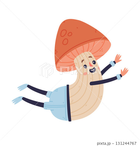 Funny Mushroom Character with Happy Face and Cap Vector Illustration Funny Mushroom Character with Happy Face and Cap Vector Illustration 131244767