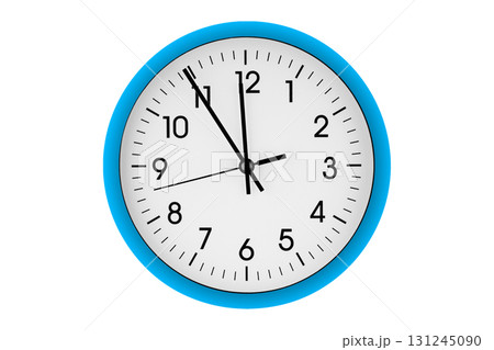 Blue watch, wall clock 11 hours 45 minutes on isolated or white background Blue watch, wall clock 11 hours 45 minutes on isolated or white background 131245090