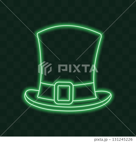 Leprechaun hat Sticker Icon Pictogram Minimalist Design Element Neon Glowing Effect in trendy Green Leprechaun hat Sticker Icon Pictogram Minimalist Design Element Neon Glowing Effect in trendy Green 131245226