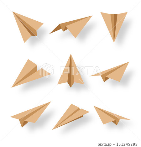 Realistic handmade paper planes collection on transparent background. Origami aircraft in flat style. Vector illustration. Realistic handmade paper planes collection on transparent background. Origami aircraft in flat style. Vector illustration. 131245295