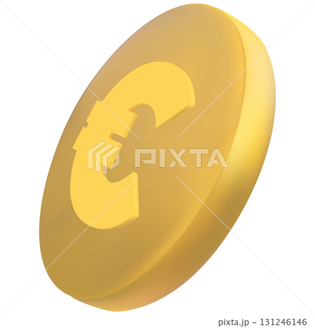 Falling golden coin with euro sign, side view, isolated background. Falling golden coin with euro sign, side view, isolated background. 131246146