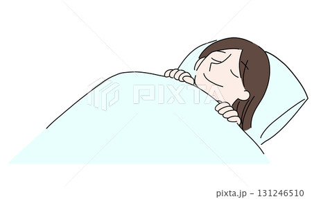 布団で寝ている女性 131246510