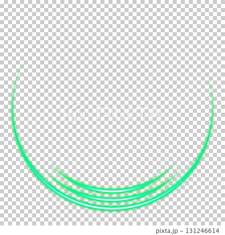 透明背景上的綠色發光弧形環 131246614