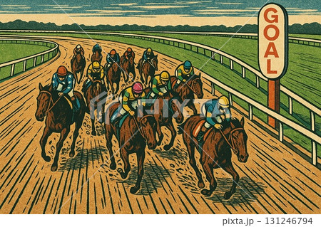 競馬イメージ 版画調 競馬イメージ 版画調 131246794