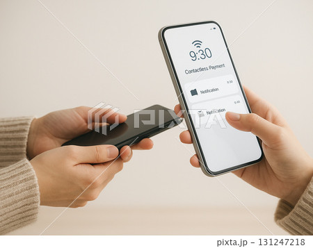 スマホ決済と通知の手元素材 131247218