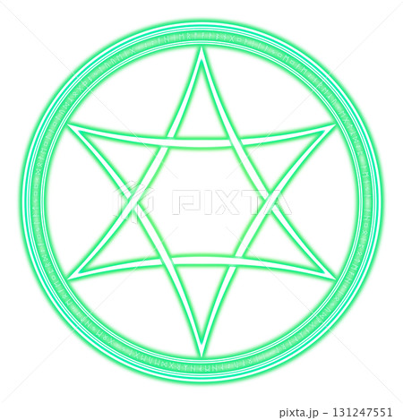 透明背景の緑の発光魔法陣 131247551
