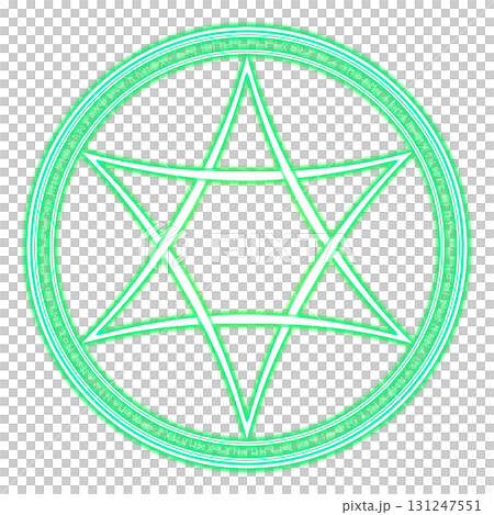 Green luminous magic circle on a transparent background 131247551