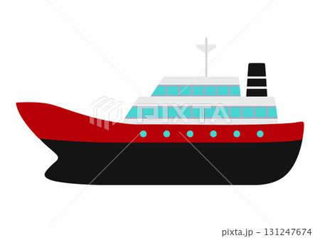 大きな旅客船のシンプルイラスト 黒赤カラー 131247674