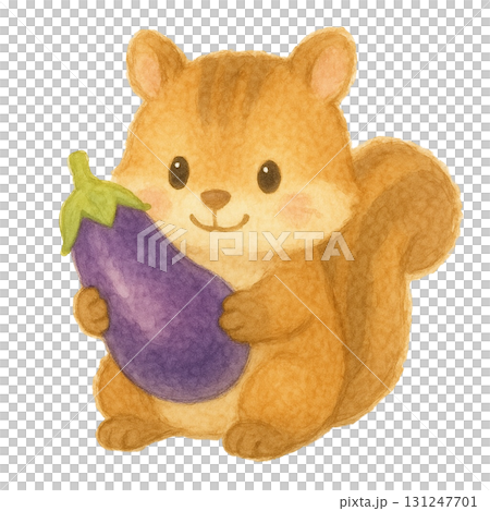 [秋季]松鼠叼著茄子的插圖 131247701