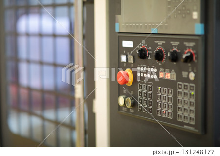 close up of industrial metalworking machine 131248177