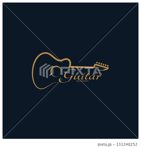 Simple musical guitar instrument logo, for guitar shop, music instrument store, orchestra, guitar lessons, apps, games, music studio, vector Simple musical guitar instrument logo, for guitar shop, music instrument store, orchestra, guitar lessons, apps, games, music studio, vector 131248252