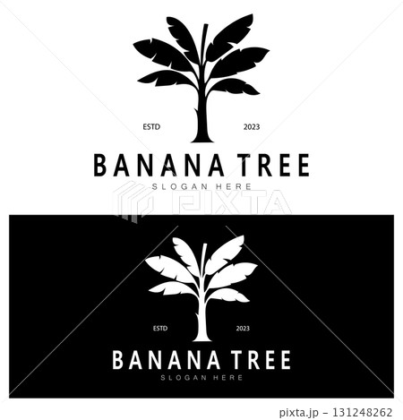 Simple Silhouette Banana Tree  Logo. Flat Design vector 131248262