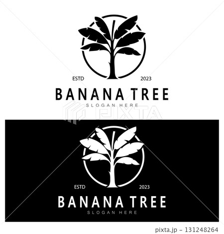 Simple Silhouette Banana Tree Logo. Flat Design vector Simple Silhouette Banana Tree Logo. Flat Design vector 131248264