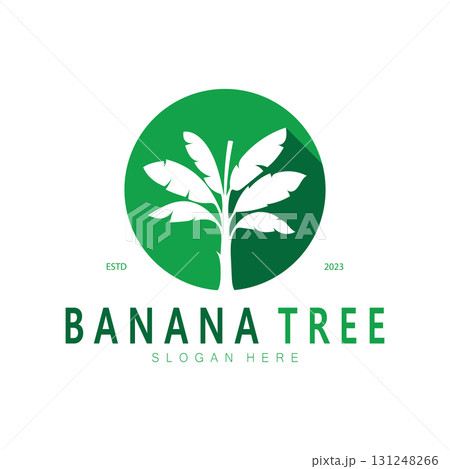 Simple Silhouette Banana Tree Logo. Flat Design vector Simple Silhouette Banana Tree Logo. Flat Design vector 131248266