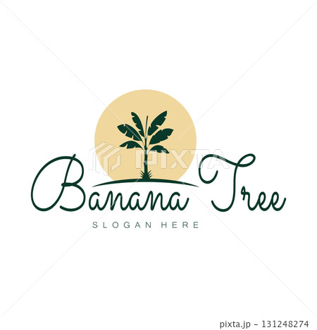 Simple Silhouette Banana Tree Logo. Flat Design vector Simple Silhouette Banana Tree Logo. Flat Design vector 131248274