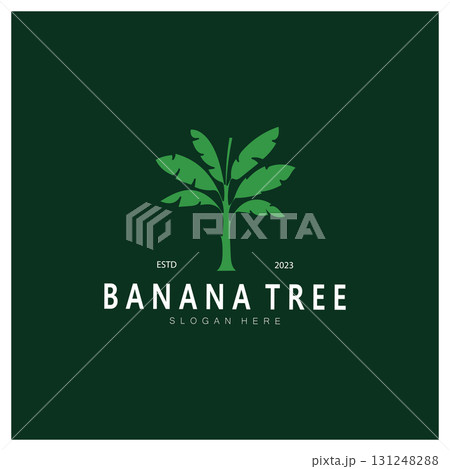 Simple Silhouette Banana Tree  Logo. Flat Design vector 131248288