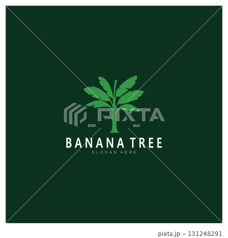 Simple Silhouette Banana Tree  Logo. Flat Design vector 131248291