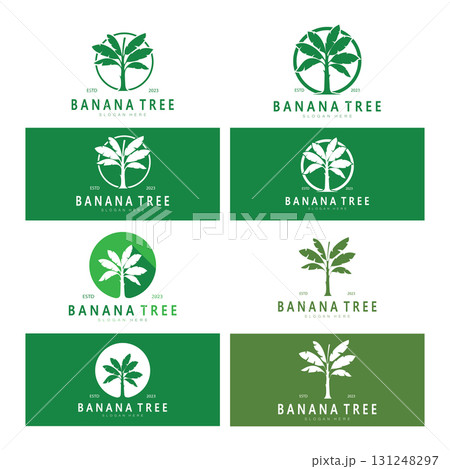 Simple Silhouette Banana Tree Logo. Flat Design vector Simple Silhouette Banana Tree Logo. Flat Design vector 131248297