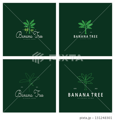 Simple Silhouette Banana Tree Logo. Flat Design vector Simple Silhouette Banana Tree Logo. Flat Design vector 131248301
