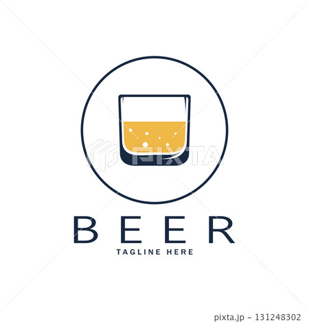 Beer logo template with vintage craft wheat.For badge, emblem,malt,beer company,bar,alcoholic drink 131248302