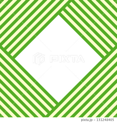 黄緑色のフレーム枠のタイトル四角の素材背景　ストライプ柄　ひし形ベクターpng 131248405