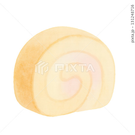 バニラロールケーキ 水彩イラスト PNG 透過背景 131248716