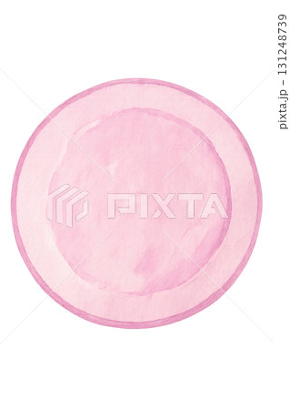 パステルピンクの皿 水彩イラスト PNG 透過背景 131248739