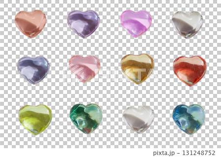 閃閃發光的透明心型珠子PNG 131248752