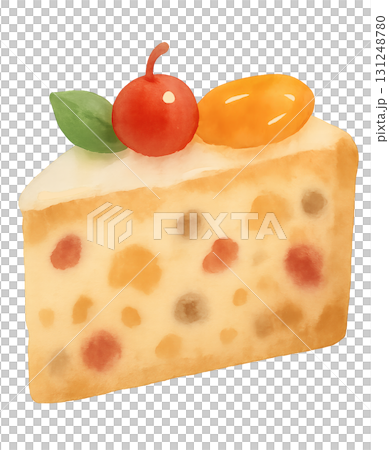 クリスマスフルーツケーキ 水彩イラスト PNG 透過背景 131248780