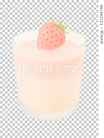 草莓布丁水彩插畫PNG透明背景 草莓布丁水彩插畫PNG透明背景 131248786