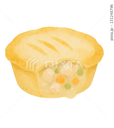 チキンポットパイ 水彩イラスト PNG 透過背景 131248796