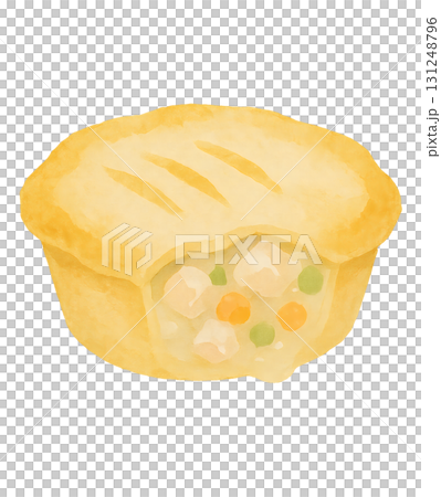 チキンポットパイ 水彩イラスト PNG 透過背景 131248796
