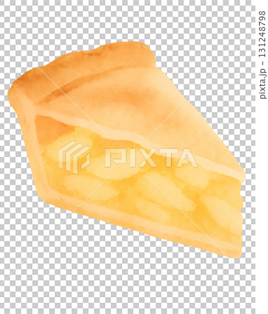 蘋果派切片，有大量蘋果水彩插圖PNG透明背景 131248798