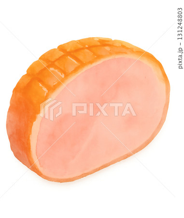 クリスマス用ローストハム 水彩イラスト PNG 透過背景 131248803