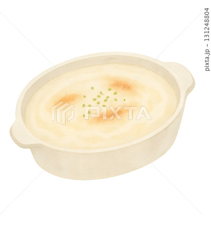 チーズ焼きドリア 水彩イラスト PNG 透過背景 131248804