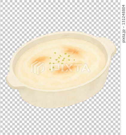 チーズ焼きドリア 水彩イラスト PNG 透過背景 131248804