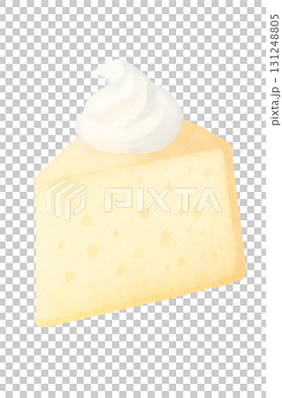 ホイップクリーム付きシフォンケーキ 水彩イラスト PNG 透過背景 131248805