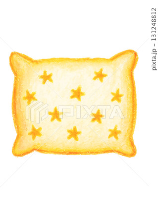星柄の黄色い枕 オイルパステルイラスト PNG 透過背景 131248812