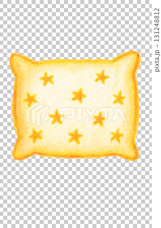 星柄の黄色い枕 オイルパステルイラスト PNG 透過背景 131248812
