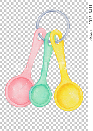 パステル計量スプーン 水彩イラスト PNG 透過背景 131248851