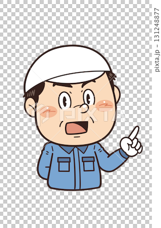 工場や現場で働く男性作業員が指差しをしているイラスト|不安全行動・不安全状態・労働災害 工場や現場で働く男性作業員が指差しをしているイラスト|不安全行動・不安全状態・労働災害 131248877