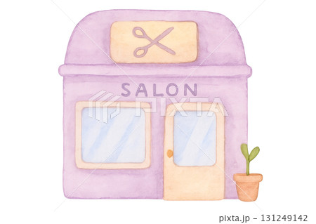 美容院 サロン 水彩イラスト PNG透過背景 131249142