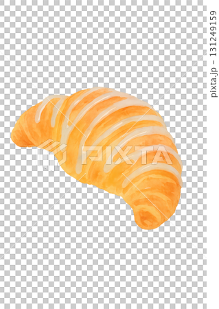 アイシング付きクロワッサン 水彩イラスト PNG 透過背景 131249159