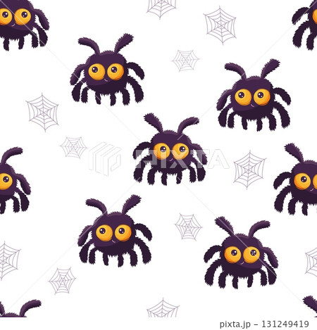 Seamless Halloween pattern with spiders and spider webs Seamless Halloween pattern with spiders and spider webs 131249419