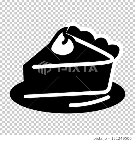 帶有奶油和水果的蛋糕的黑白剪影插圖 帶有奶油和水果的蛋糕的黑白剪影插圖 131249500