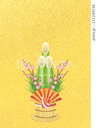 金背景の華やかできれいな門松のベクターイラスト 131249536