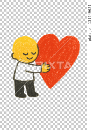 A person hugging a big red heart watercolor illustration PNG transparent background A person hugging a big red heart watercolor illustration PNG transparent background 131249621