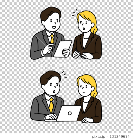 兩名男子和兩名女子舉行商務會議的插圖 131249654