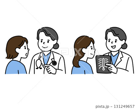 患者に説明する女性医師のイラスト 131249657