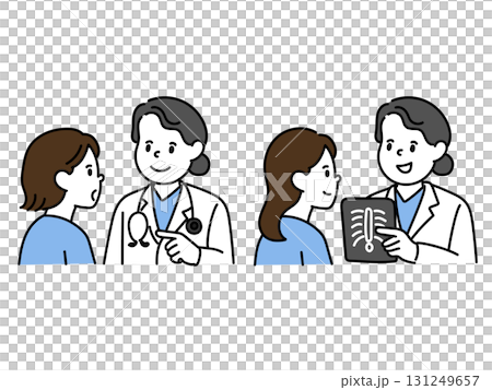 患者に説明する女性医師のイラスト 131249657